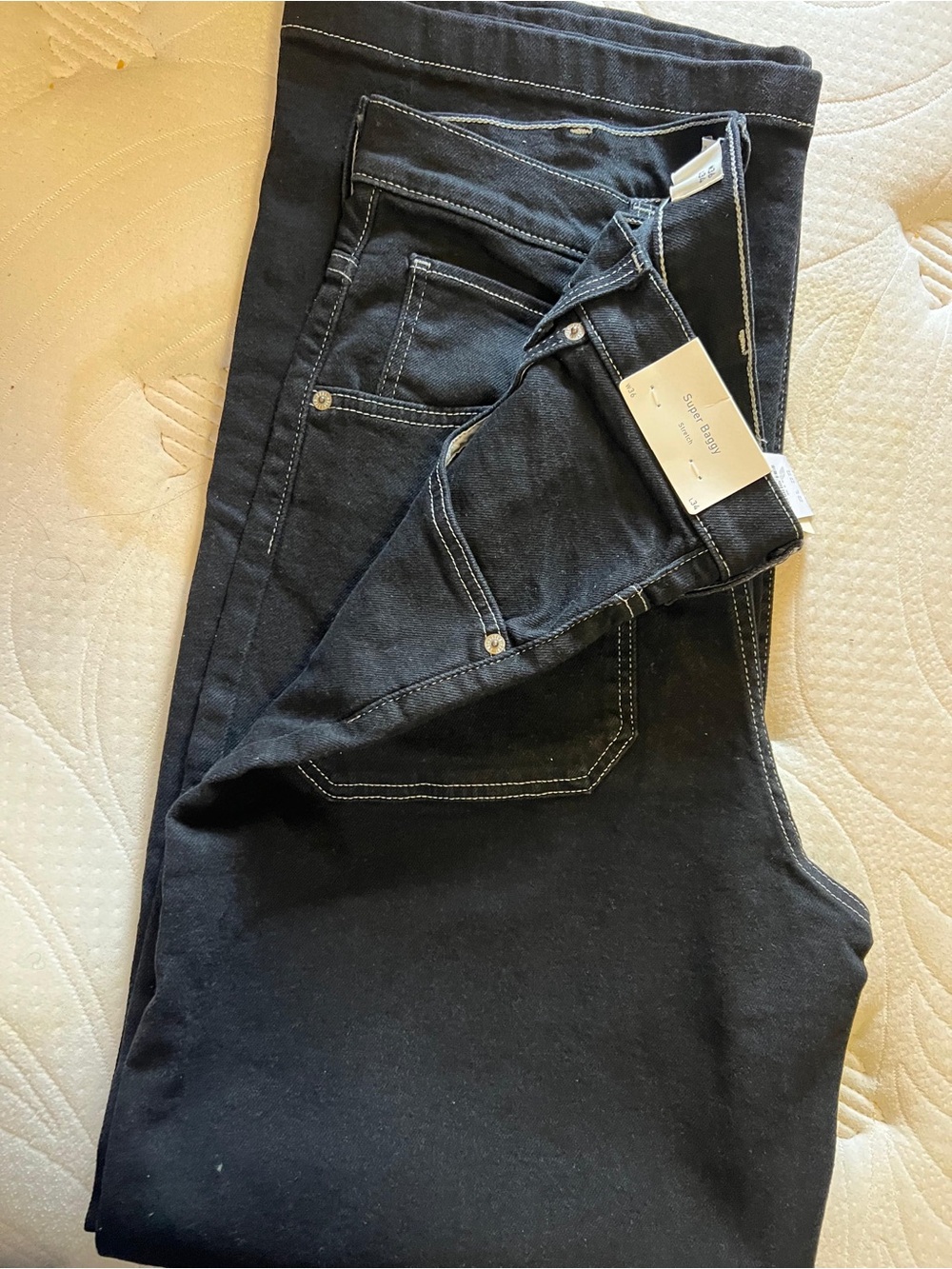 Hollister Slim Straight Black Jeans with Contrast Stitching